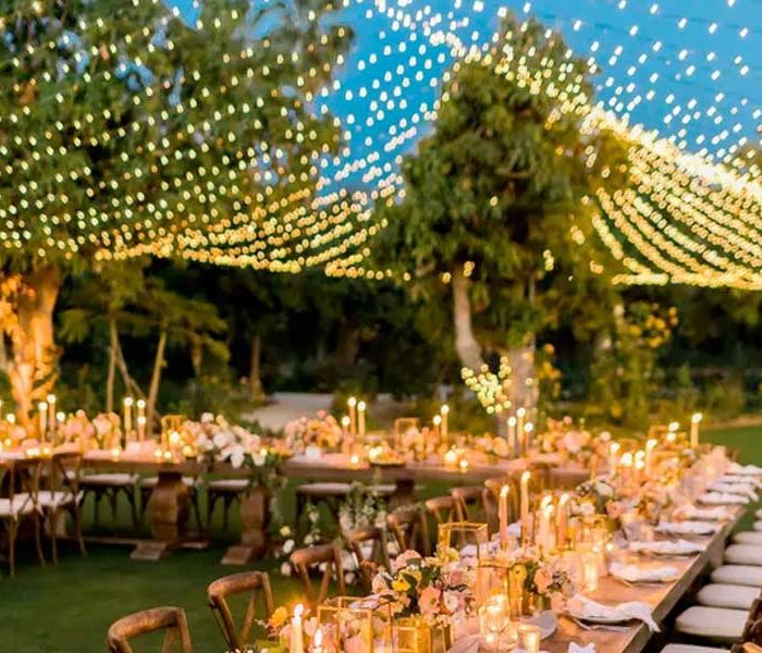 Wedding Outdoor : Dekorasi Pernikahan String Light di Hotel Kristal
